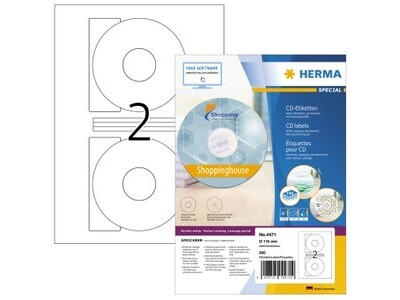 Etikett CD Herma 4471 116mm weiß INKJET-, LASER- U. KOPIER
