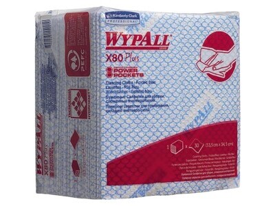 Wischtücher Wypall X80 Plus blau VIERTELGEFALTET, 35X34CM,