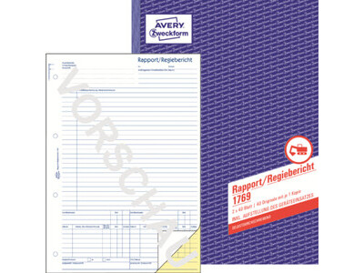 Rapport/Regiebericht Zweckf. 1769 A4 SD 2X40BL.