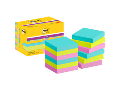 Haftnotiz Post-It Super Sticky 48x48mm 622-12SS-COS,türkis,neongr,neonpink 90Bl