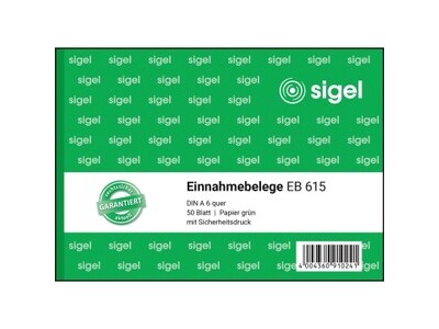 Einnahmebeleg Sigel EB 615 A6 grün 50Bl