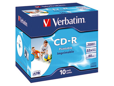 CD-R Verbatim 700MB 80Min. JC Printable JEWELCASE,43325