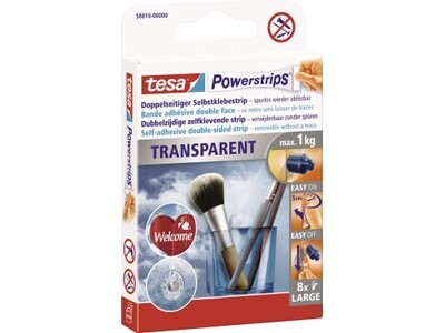 Powerstrips Tesa 58810 transparent HÄLT BIS 1KG, 15 STÜCK