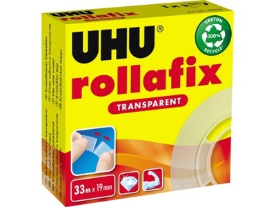 Klebefilm Uhu rollafix 33mx19mm transpar ENT FALTSCHACHTE, EINFACH PER HAND EINRE