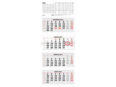 Viermonatskalender Zettler 964-0011 rot ,33,5X87,5CM,EINSCHLIEßLICH 20CM KOPFTAF