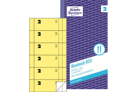 Bonbuch Zweckform 832 105x198mm gelb 2X50BL.