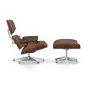 Vitra Lounge Chair & Ottoman Nussbaum UG poliert Leder kastanie