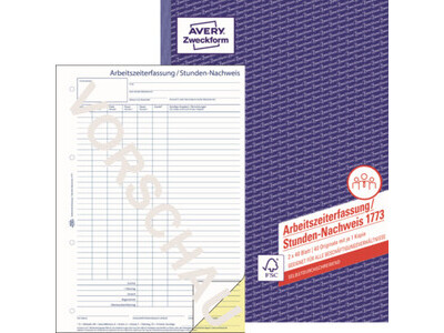 Stundennachweis Zweckf. 1773 A4 SD 2X40BLATT