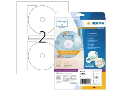 Etikett CD Herma 5115 116mm weiß INKJET-, LASER- U. KOPIER