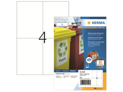 Etikett Herma 4599 105,0 x 148,0 mm Ink. wetterfest 160 Etiketten