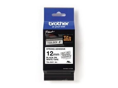 Schriftband Brother TZES231 weiß/schwar weiß/schwarz ,Breite 12mm, Länge 8m