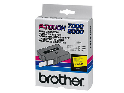 Schriftband Brother TX641 gelb/schwarz Breite 18mm, Länge 15m