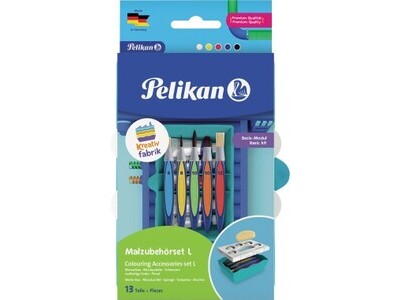 Malzubehör Pelikan Kreativfabrik groß Pinsel, Farben, Mischplatte, Schwamm