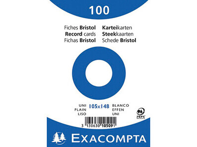 Karteikarten Exacompta 10509E A6 weiß Blanko