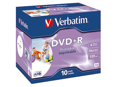 DVD+R Verbatim 4,7GB Ink-Print. JC 43508 16X JEWELCASE INKJET-PRINTABLE,