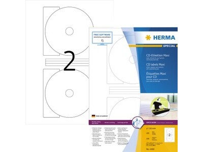 Etikett Herma 4460 Ø116mm weiß CD-EN MAXI, BLICKDICHT, MATT