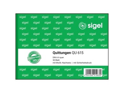 Quittung Sigel QU615 A6 quer 50 Blatt mit MWST-Nachweis