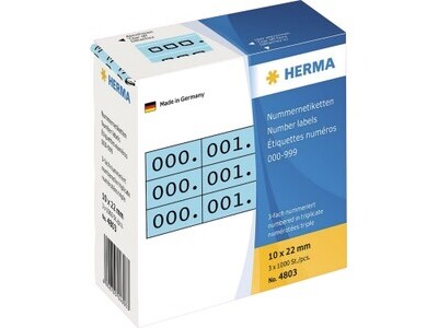 Dreifachnummern Herma 4803 blau ZAHLEN VON 0-999