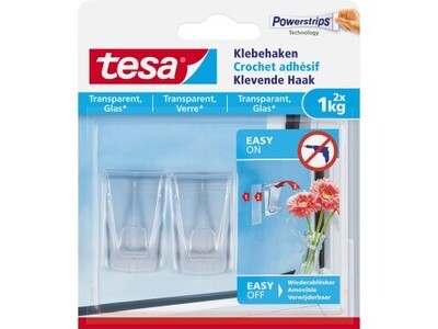 Klebehaken Tesa 77735 transparent Inhalt: 2 Haken, 4 Streifen je 1Kg