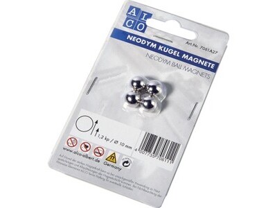 Kugelmagnete Alco 7061A27 Ø10mm silber BIS ZU CA. 1,2KG, AUF BLISTERKARTE