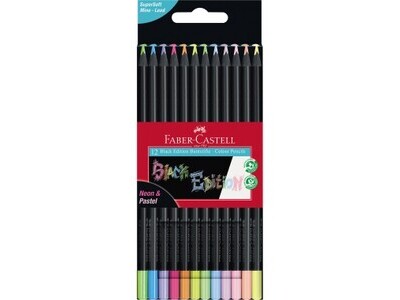 Farbstift Castell Black Edition 12er Etui, neon und pastell