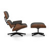 Vitra Lounge Chair & Ottoman Nussbaum UG poliert:schwarz Leder braun