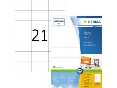 Etikett Herma 4668 70,0x42,3mm weiß INKJET-, LASER- U. KOPIER