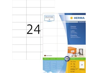 Etikett Herma 4464 70,0x37,0mm weiß INKJET-, LASER- U. KOPIER
