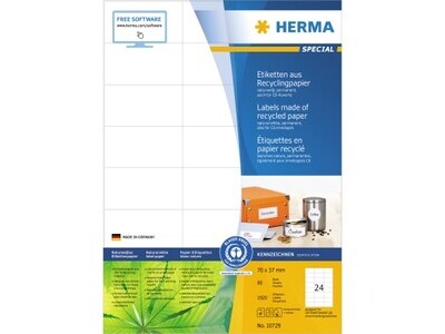 Etikett Herma 10729 70x37mm weiß Rec INKJET-, LASER- U. KOPIER, RECYCLING