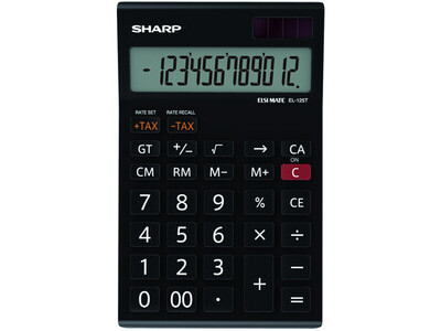 Taschenrechner SHARP EL125TWH schwarz 12 stellig, Solar