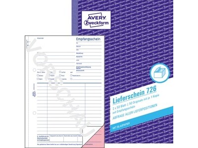 Lieferschein Zweckf. 726 A5 2X50BL.