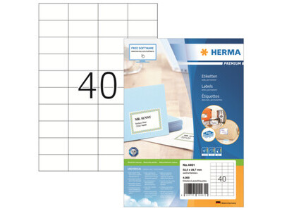 Etikett Herma 4461 52,5x29,7mm weiß INKJET-, LASER- U. KOPIER