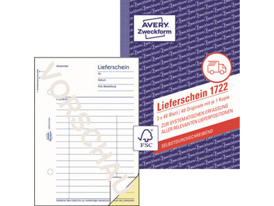 Lieferschein Zweckf. 1722 A6 SD 2X40BL.