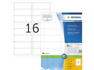 Etikett Herma 4479 88,9x33,8mm weiß INKJET-, LASER- U. KOPIER