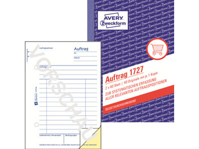 Auftragsbuch Zweckform 1727 A6 SD 2X40BL.