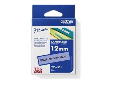 Schriftband Brother TZE531 blau/schwarz Breite 12mm, Länge 8m