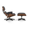 Vitra Lounge Chair & Ottoman Nussbaum UG poliert:schwarz Leder nero