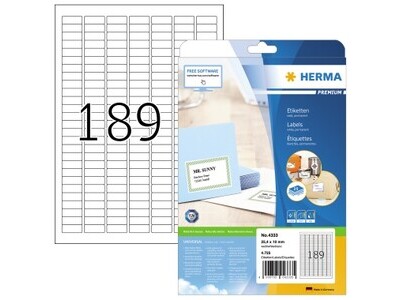 Etikett Herma 4333 25,47x10,0 mm weiß INKJET-, LASER- U. KOPIER
