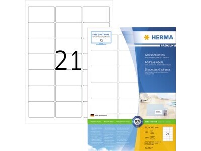 Etikett Herma 4677 63,5x38,1mm weiß INKJET-, LASER- U. KOPIER