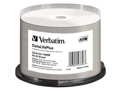 CD-R Verbatim 50er Spindel thermoprint. PRINTABLE, 43582