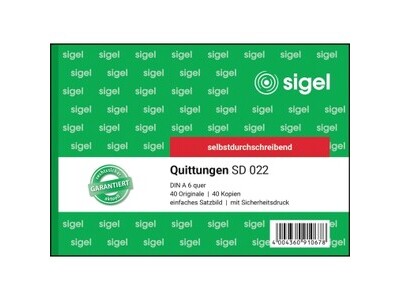 Quittung Sigel SD 022 A6 SD 2x40Bl 0 EINFACHES SATZBILD