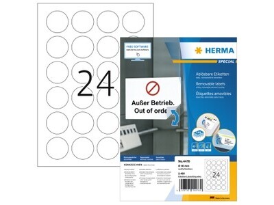 Etikett Herma 4476 40mm weiß INKJET-, LASER- U. KOPIER