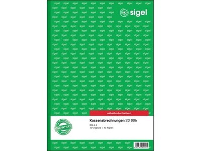 Kassenabrechnung SIGEL SD006 A4 2x40 Blatt