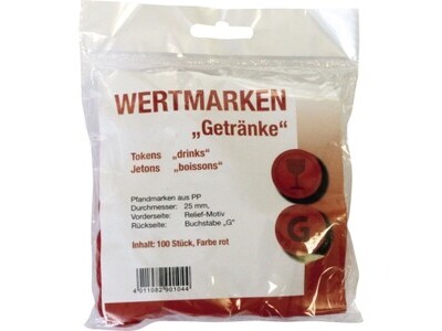 Wertmarke "Getränke" rot, PP, Ø25mm