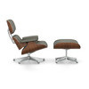 Vitra Lounge Chair & Ottoman Nussbaum UG poliert Leder umbragrau