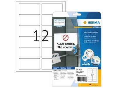 Etikett Herma 10010 88,9x46,6mm weiß MOVABLES, LASER-,INKJET-, KOPIER