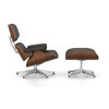 Vitra Lounge Chair & Ottoman Nussbaum UG poliert Leder braun
