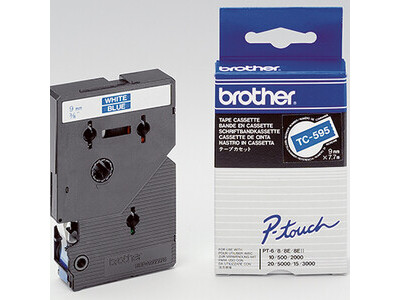 Schriftband Brother TC595 blau/weiß Breite 9mm, Länge 7,7m
