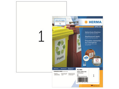 Etikett Herma 4602 210,0 x 297,0 mm Ink. wetterfest 40 Etiketten