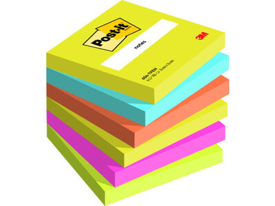 Haftnotiz Post-It 654TFEN 76x76mm Energetic Collect. 6 Blöcke 100 Bl.